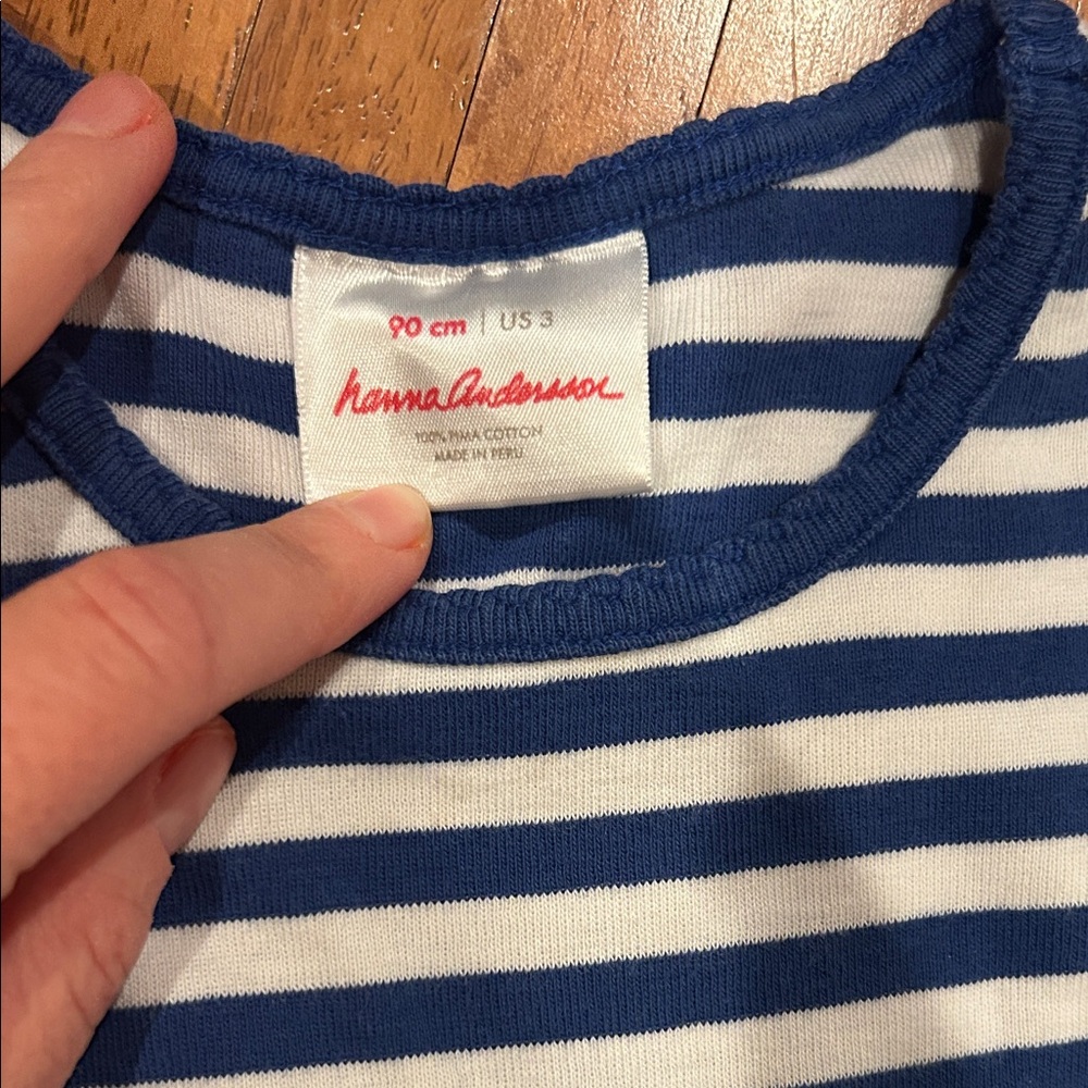 Hanna Andersson Navy and White Striped Long Sleeve Tee - Picture 2 of 2